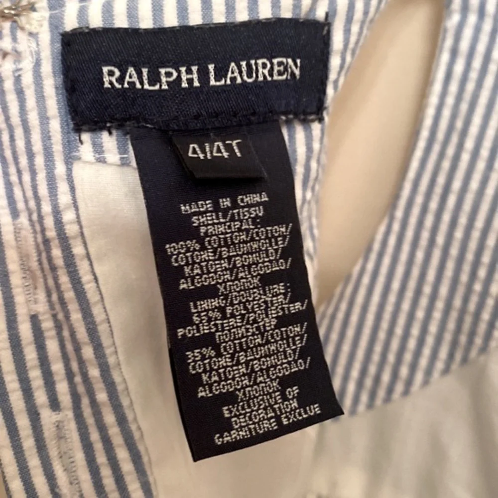 RALPH LAUREN Girls Sleeveless Seersucker Baby Blue Fit and Flare Dress Size 4/4T